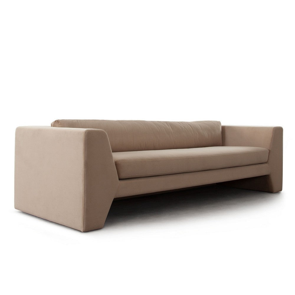 Roe Sofa Camel Brown Performance Velvet Wide Track Arms 99’’ BM338748