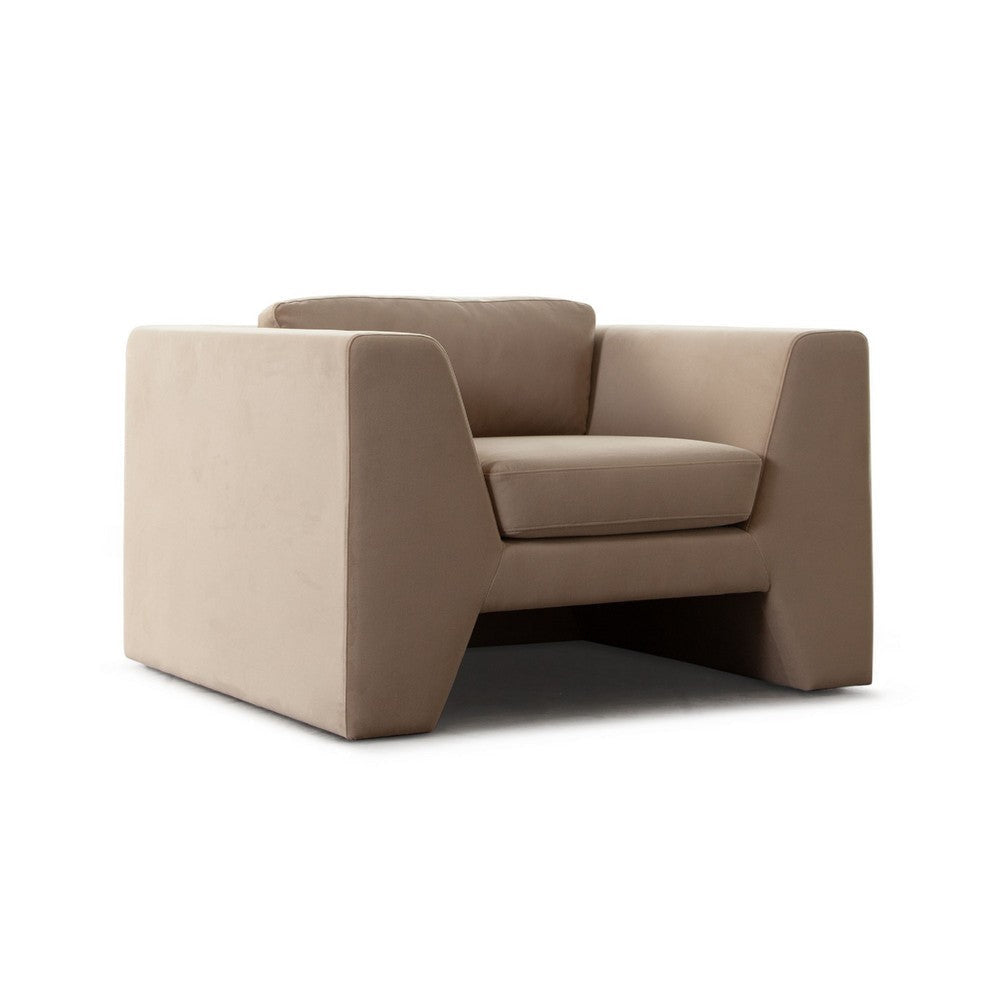 Roe Accent Chair, Camel Brown Performance Velvet, Track Arms