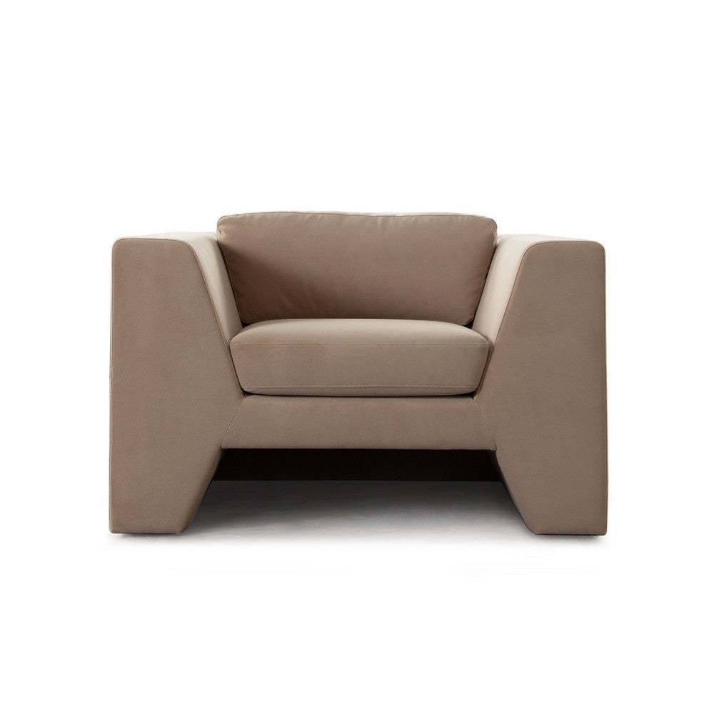 Roe Accent Chair Camel Brown Performance Velvet Track Arms BM338749