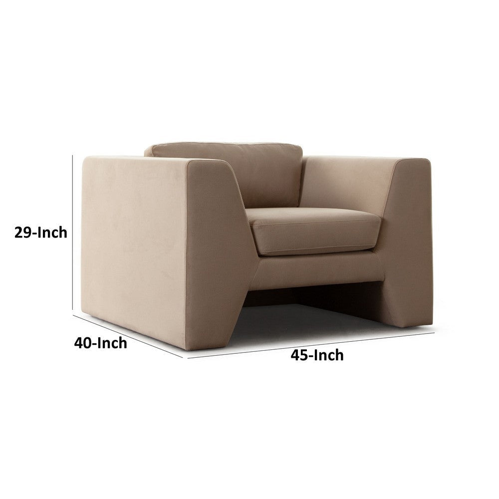 Roe Accent Chair Camel Brown Performance Velvet Track Arms BM338749