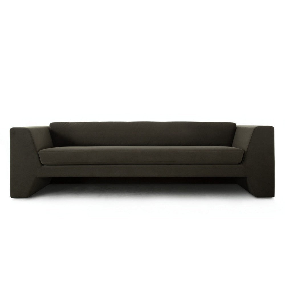 Roe Sofa Moss Green Performance Velvet Wide Track Arms 99’’ BM338750