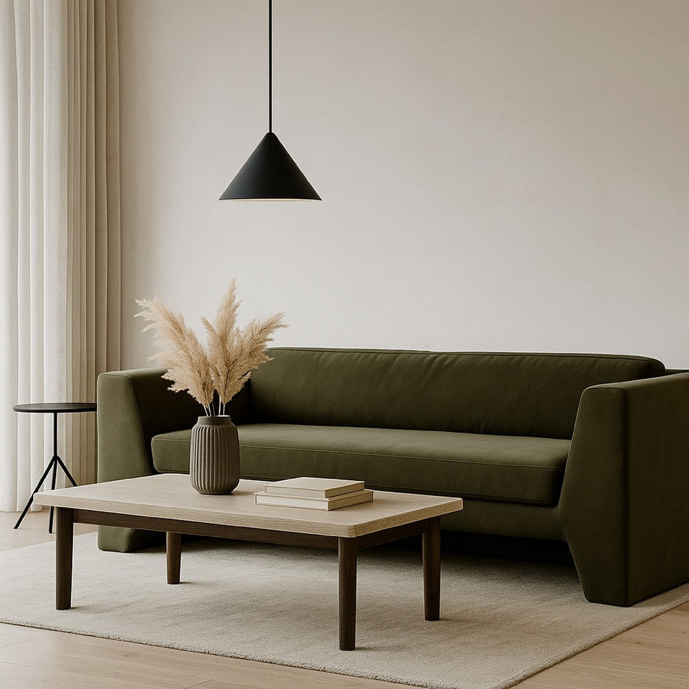 Roe Sofa, Moss Green Performance Velvet, Wide Track Arms, 99"