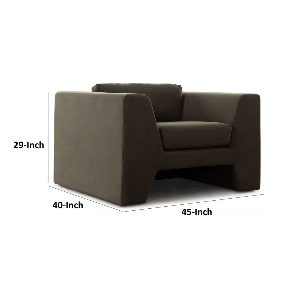 Roe Accent Chair Moss Green Performance Velvet Track Arms BM338751