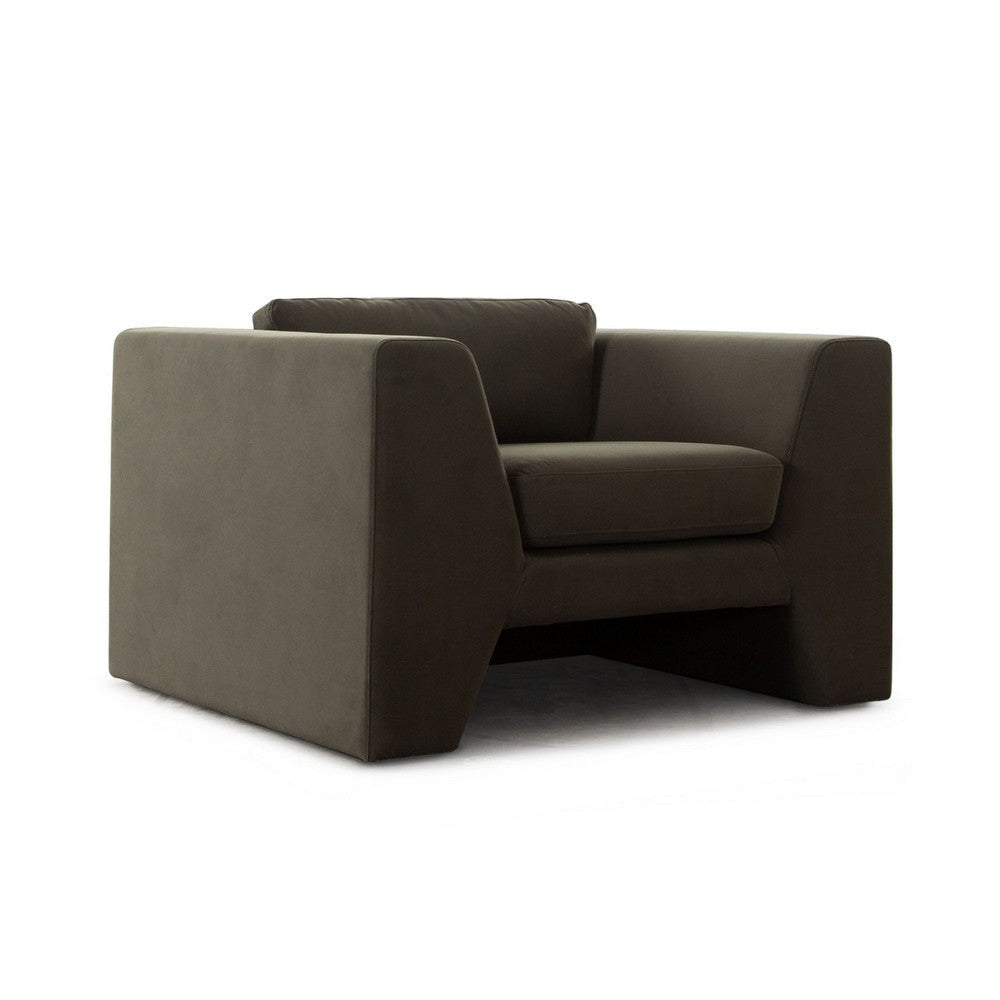 Roe Accent Chair, Moss Green Performance Velvet, Track Arms