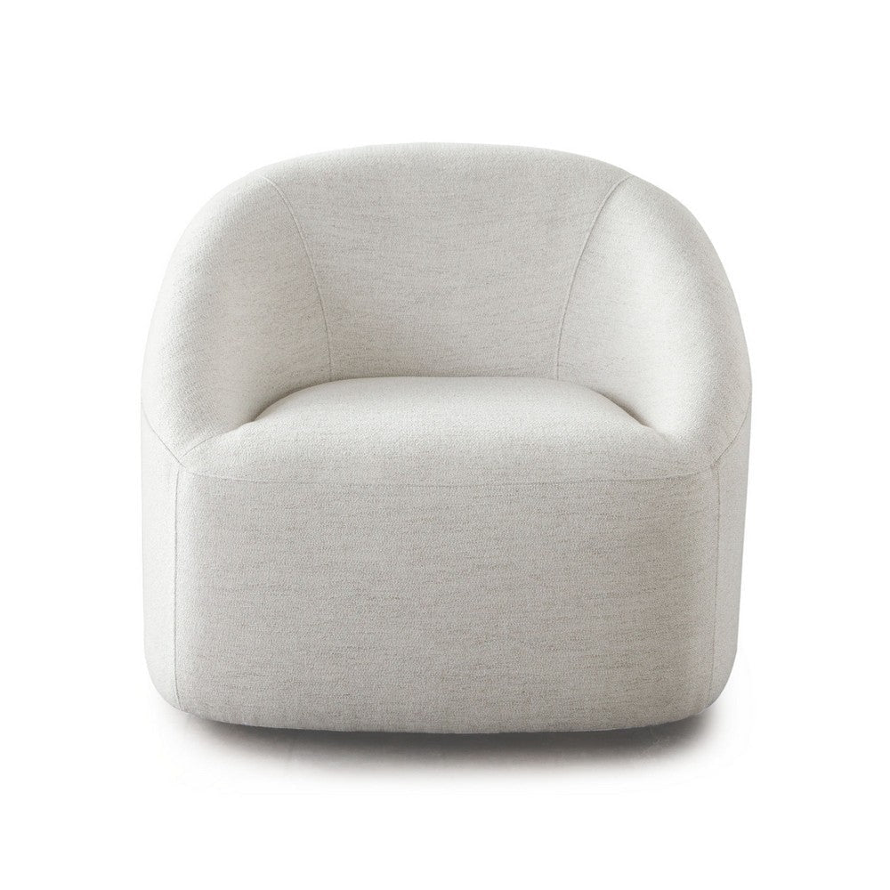 Opal Swivel Accent Chair Light Oat Gray Polyester Contoured Barrel Back BM338752