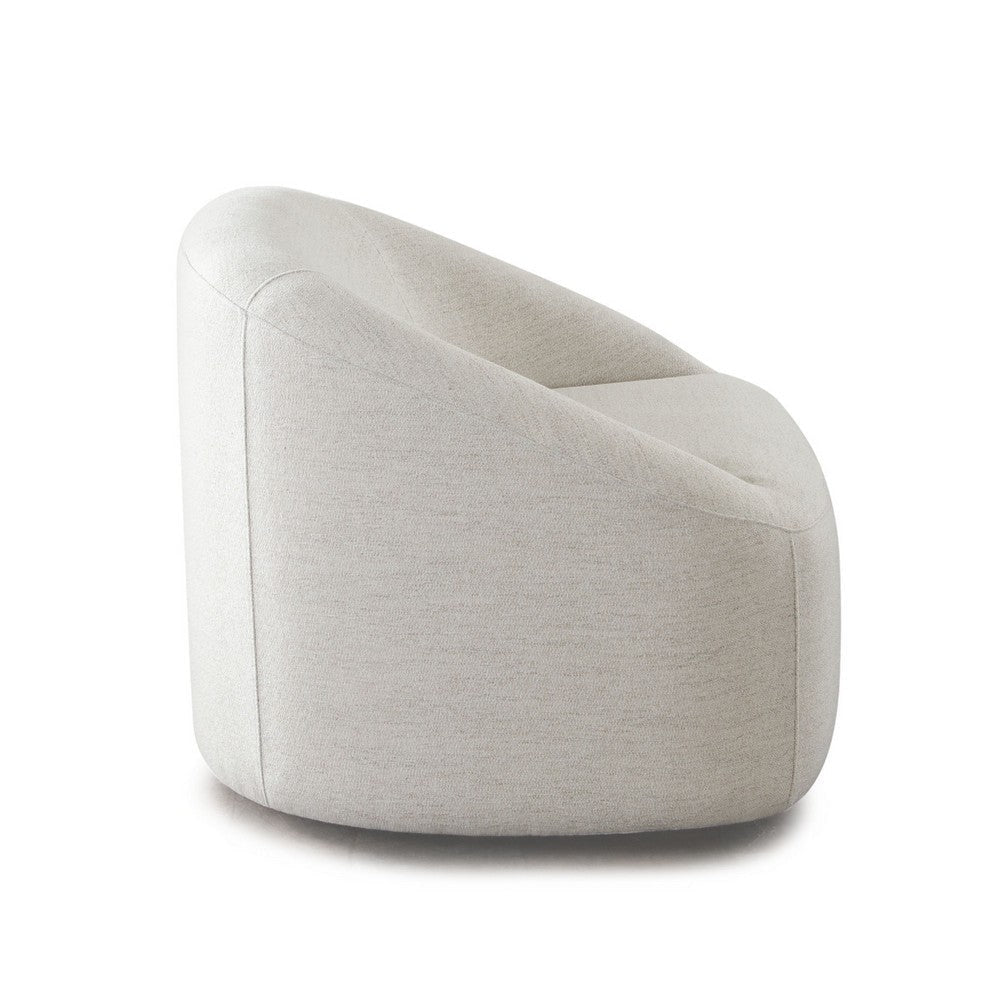 Opal Swivel Accent Chair Light Oat Gray Polyester Contoured Barrel Back BM338752