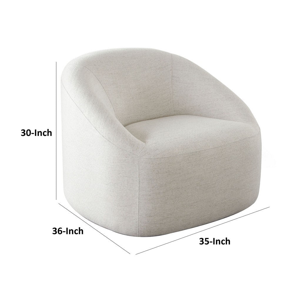 Opal Swivel Accent Chair Light Oat Gray Polyester Contoured Barrel Back BM338752