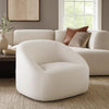 Opal Swivel Accent Chair, Light Oat Gray Polyester, Contoured Barrel Back