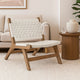 Loe Accent Chair, Boho Natural Rope Woven, Walnut Brown Angled Wood Frame