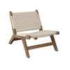Loe Accent Chair, Boho Natural Rope Woven, Walnut Brown Angled Wood Frame