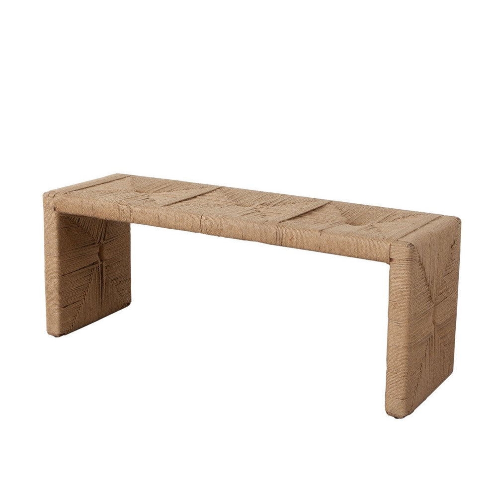 Koe Accent Bench, 49" Wide Handwoven Natural Jute Woven Frame