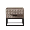 Zoe End Table Nightstand Ash Gray Carved Fronts Black Metal Base BM338755