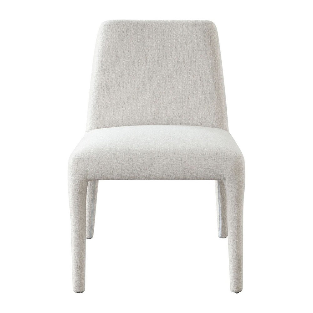 Hena Dining Side Chair Set of 2 Light Oat Polyester Upholstered Frame BM338757