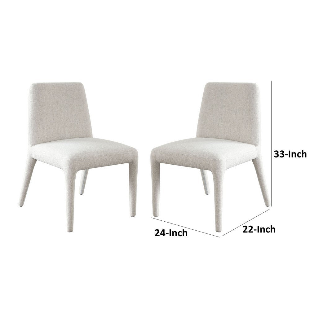 Hena Dining Side Chair Set of 2 Light Oat Polyester Upholstered Frame BM338757