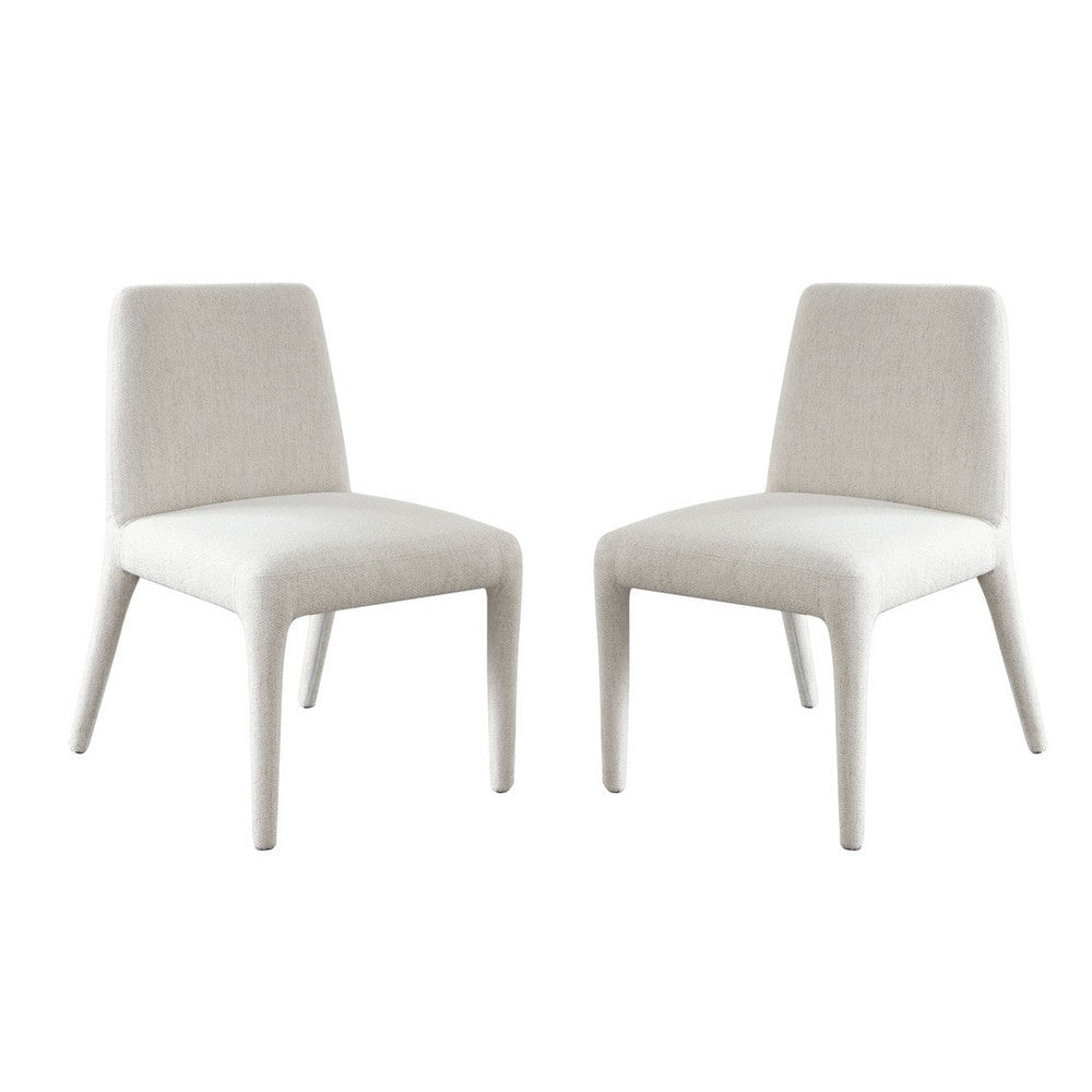 Hena Dining Side Chair Set of 2 Light Oat Polyester Upholstered Frame BM338757