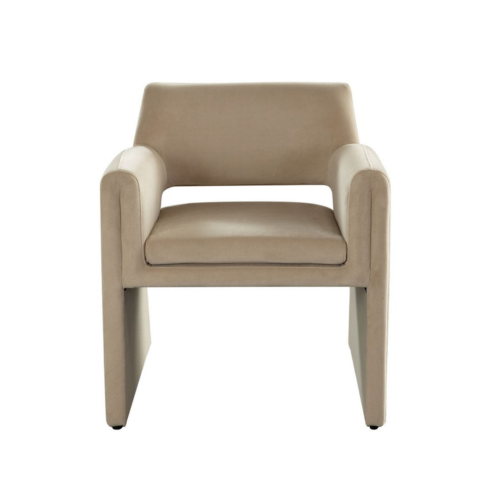 Fena Accent Dining Chair Light Camel Brown Velvet Low Back BM338758