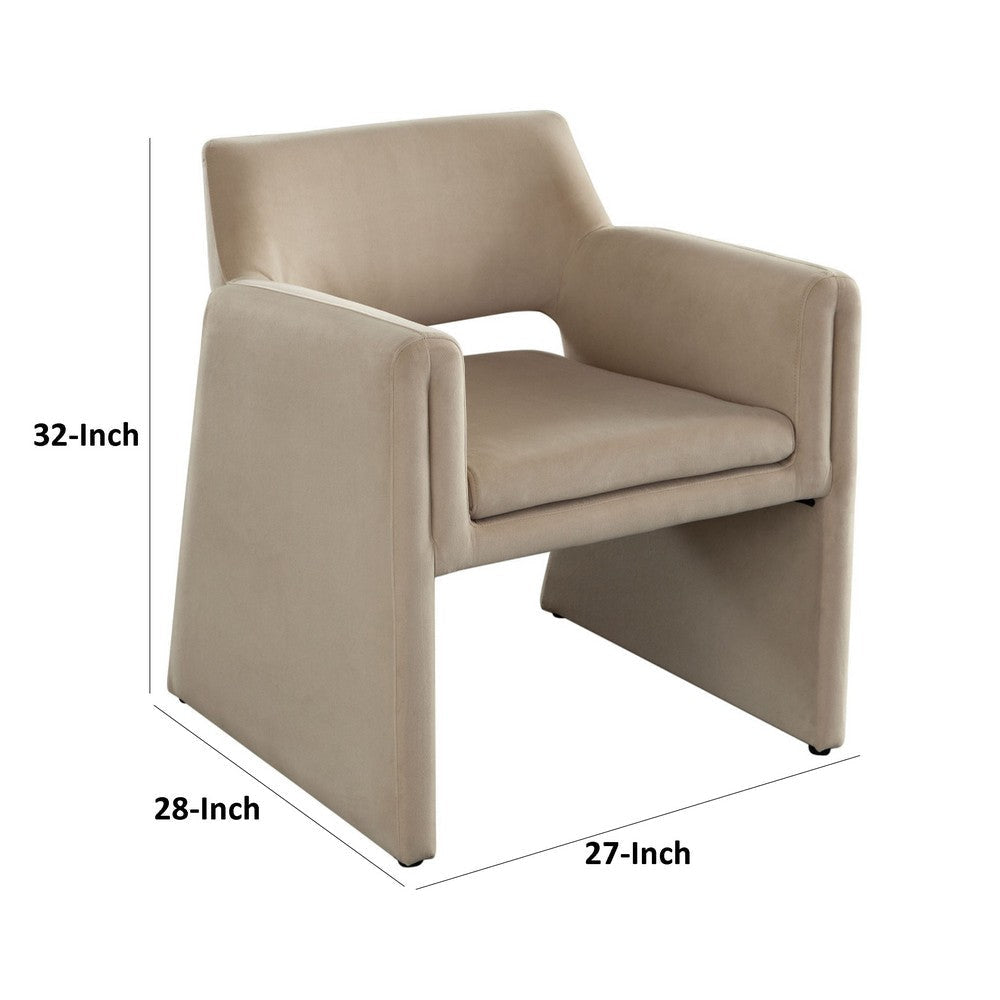 Fena Accent Dining Chair Light Camel Brown Velvet Low Back BM338758
