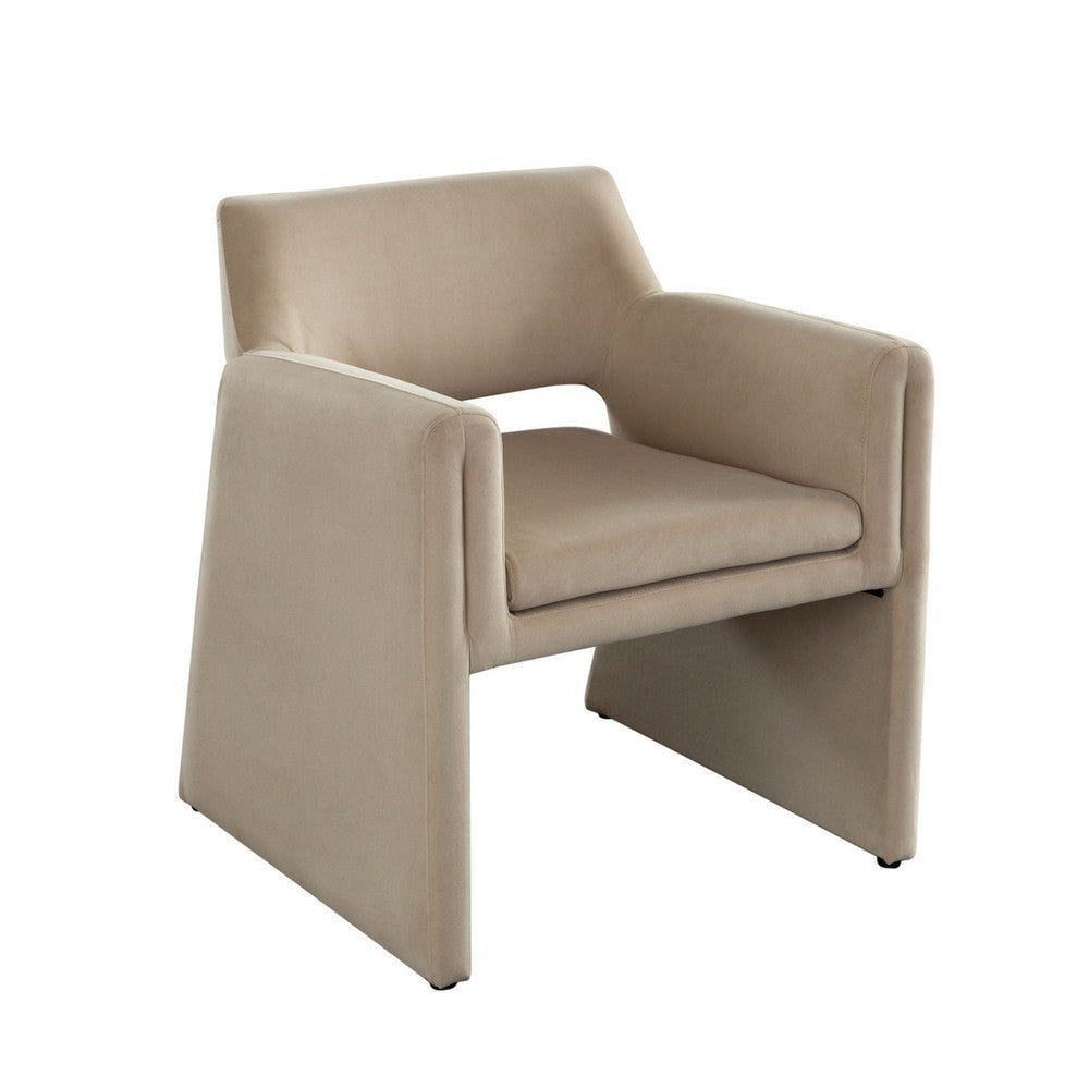 Fena Accent Dining Chair Light Camel Brown Velvet Low Back BM338758