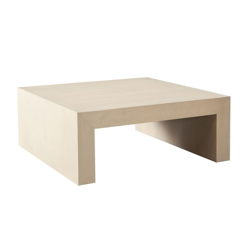 Somy Modern Coffee Table, 40" Square Top, Wide Panel Legs, Natural Gray