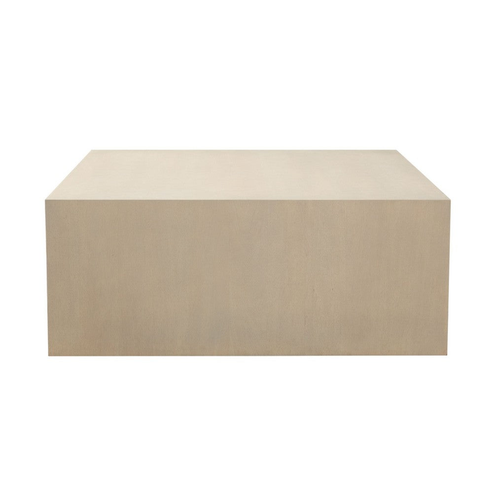 Somy Modern Coffee Table, 40" Square Top, Wide Panel Legs, Natural Gray