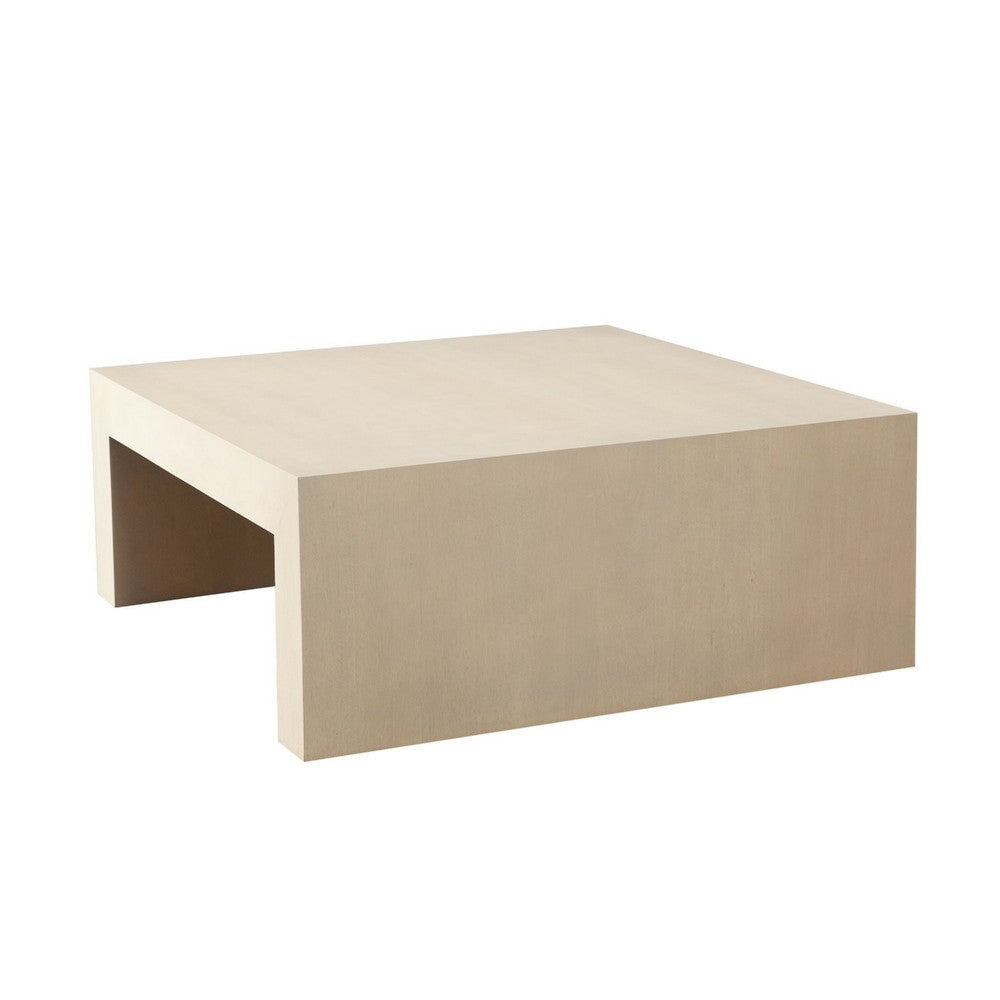 Somy Modern Coffee Table 40’’ Square Top Wide Panel Legs Natural Gray BM338760