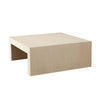 Somy Modern Coffee Table, 40" Square Top, Wide Panel Legs, Natural Gray