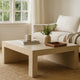 Somy Modern Coffee Table, 40" Square Top, Wide Panel Legs, Natural Gray