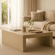 Somy Modern Coffee Table, 40" Square Top, Wide Panel Legs, Natural Gray