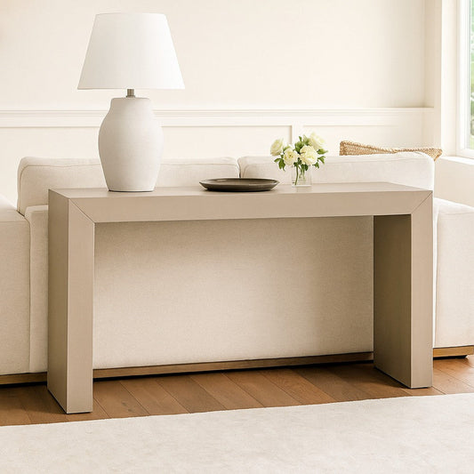 Somy Modern Sofa Console Table, 60" Wide Top, Natural Gray