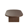 Peny Coffee Table, 47" Oval Top w / Panel Legs in Dark Oak Brown