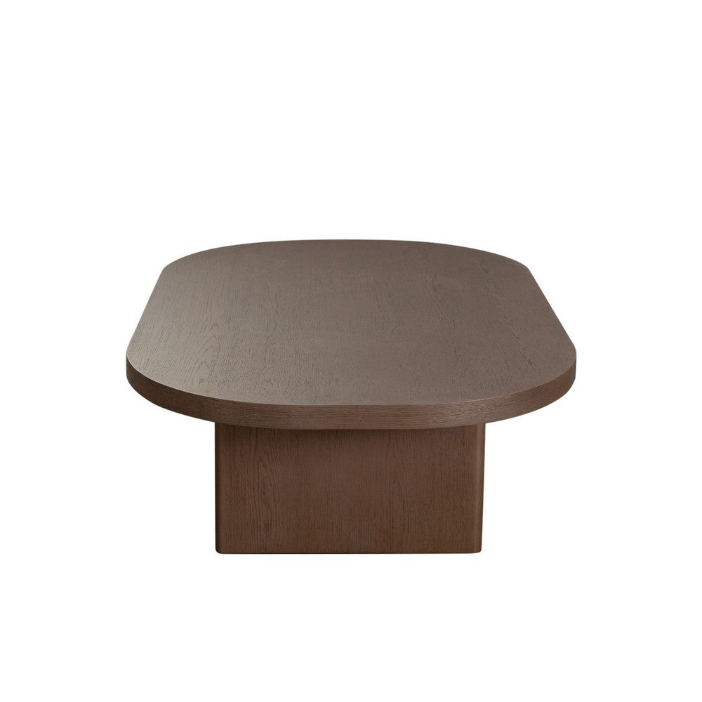 Peny Coffee Table, 47" Oval Top w / Panel Legs in Dark Oak Brown
