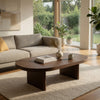 Peny Coffee Table, 47" Oval Top w / Panel Legs in Dark Oak Brown