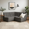Ema 3pc Modular Sectional Corner Sofa | Grid Tufted Gray Polyester