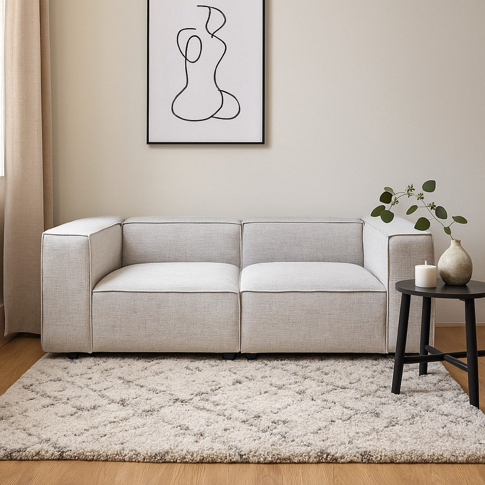 Daro 2pc Modular Lounge Sofa | Textured Barley Gray Polyester