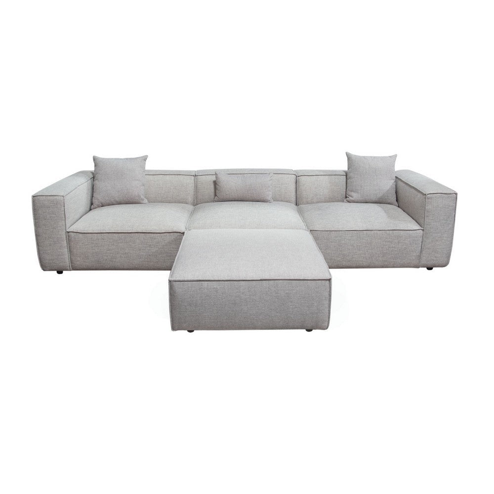 Daro 4pc Modular Sofa with Chaise | 3 Pillows | Barley Gray Polyester BM338768