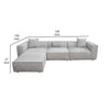 Daro 4pc Modular Sofa with Chaise | 3 Pillows | Barley Gray Polyester BM338768