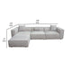 Daro 4pc Modular Sofa with Chaise | 3 Pillows | Barley Gray Polyester BM338768