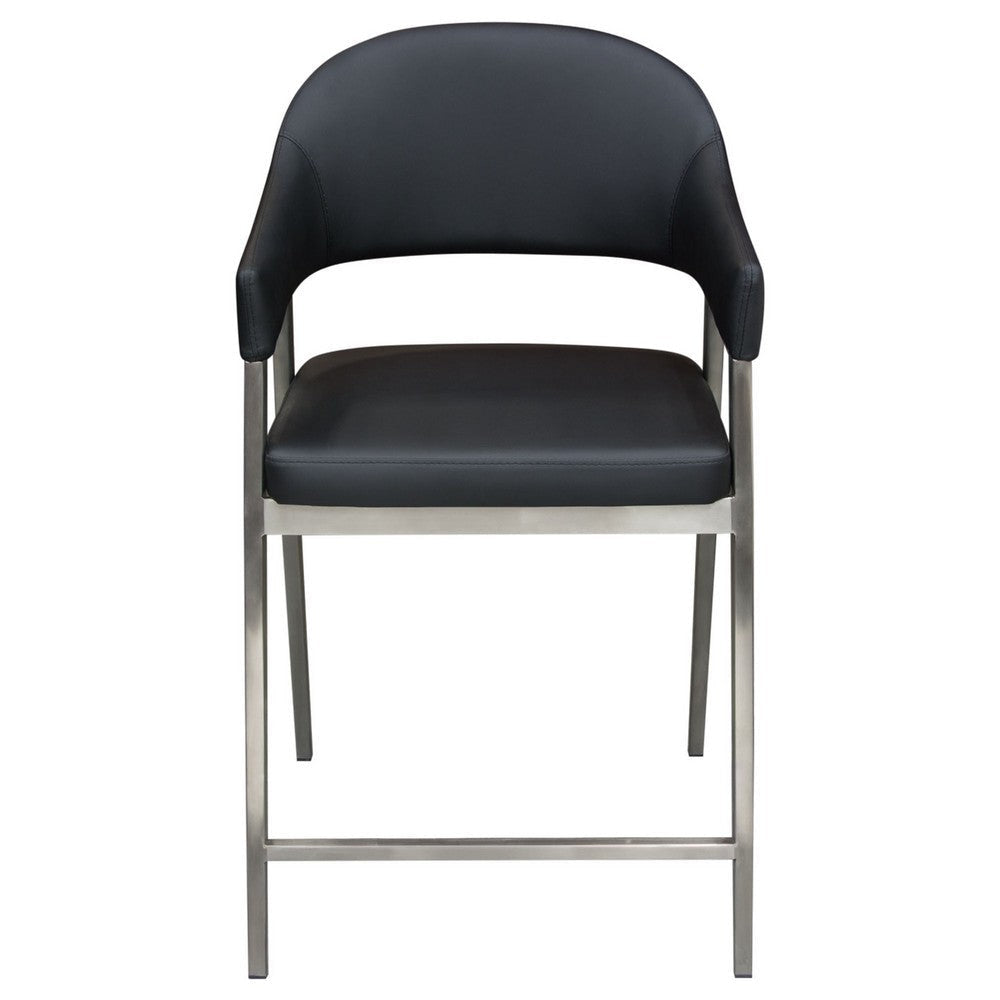 Arie Counter Height Chair Set of 2 | Black Faux Leather Seat and Back BM338769