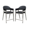 Arie Counter Height Chair Set of 2 | Black Faux Leather Seat and Back