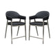 Arie Counter Height Chair Set of 2 | Black Faux Leather Seat and Back