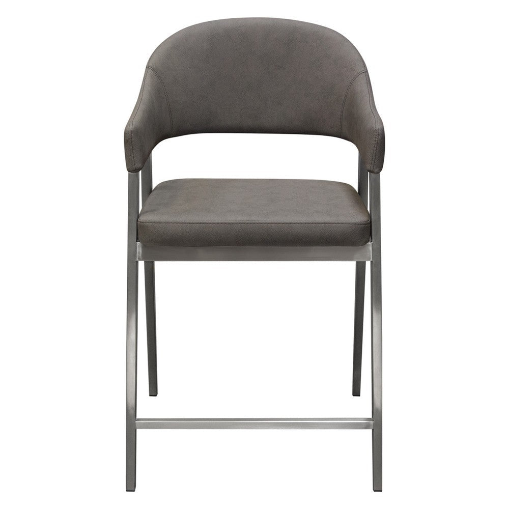 Arie Counter Height Chair Set of 2 | Gray Faux Leather Seat and Back BM338770