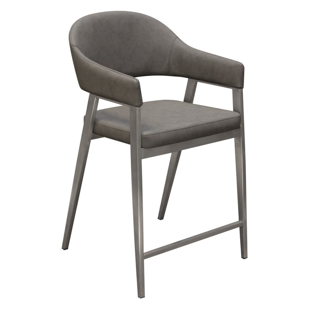 Arie Counter Height Chair Set of 2 | Gray Faux Leather Seat and Back BM338770