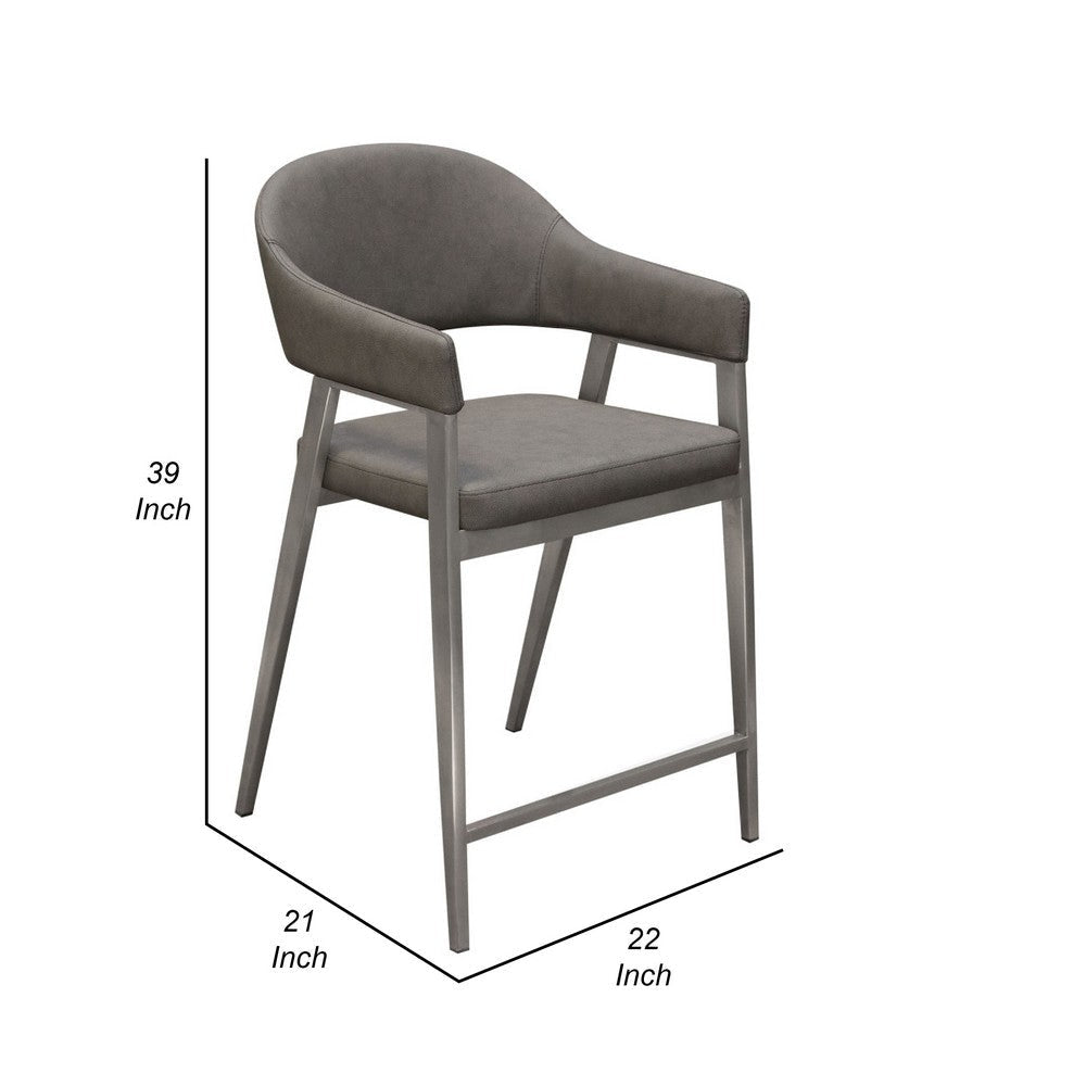 Arie Counter Height Chair Set of 2 | Gray Faux Leather Seat and Back BM338770