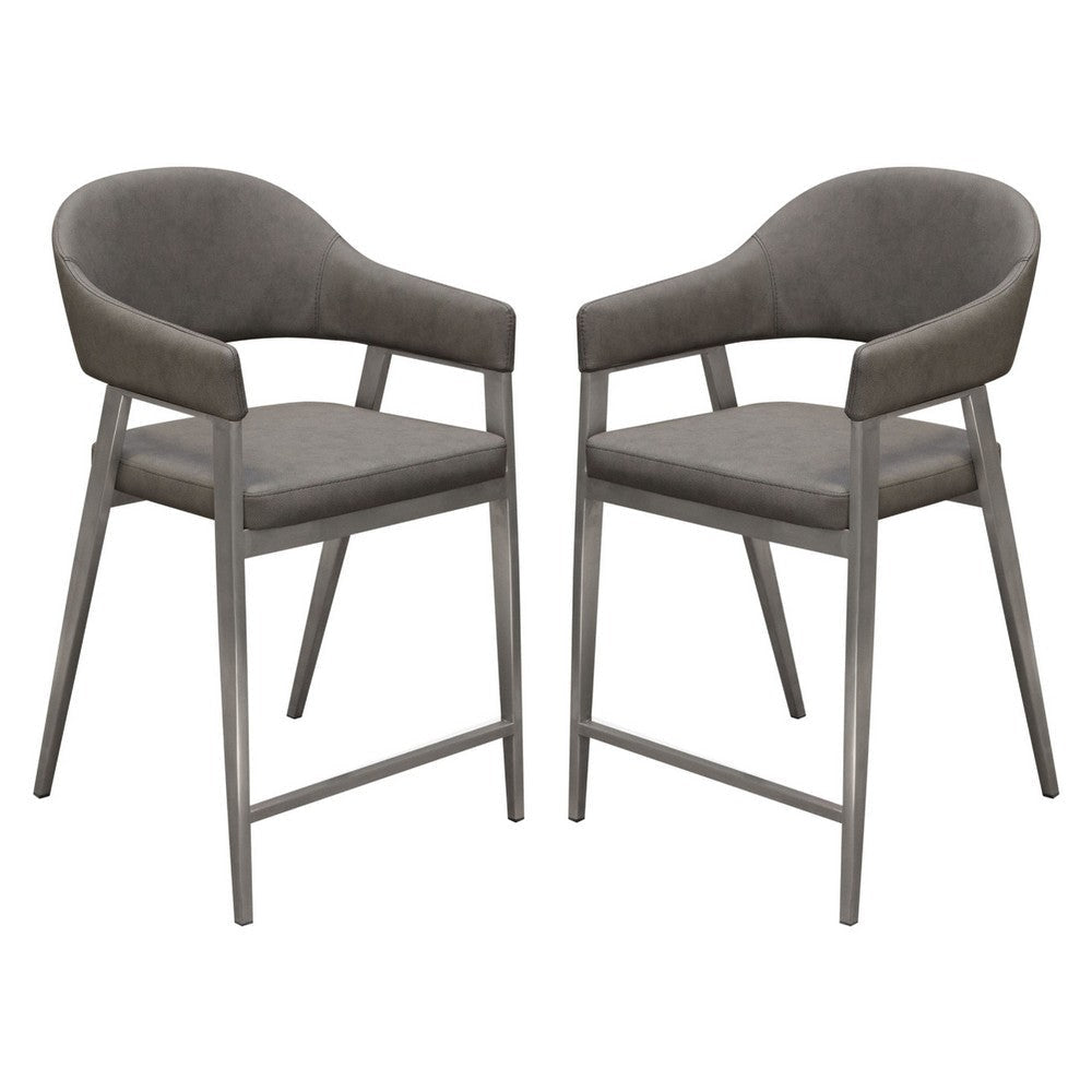 Arie Counter Height Chair Set of 2 | Gray Faux Leather Seat and Back BM338770