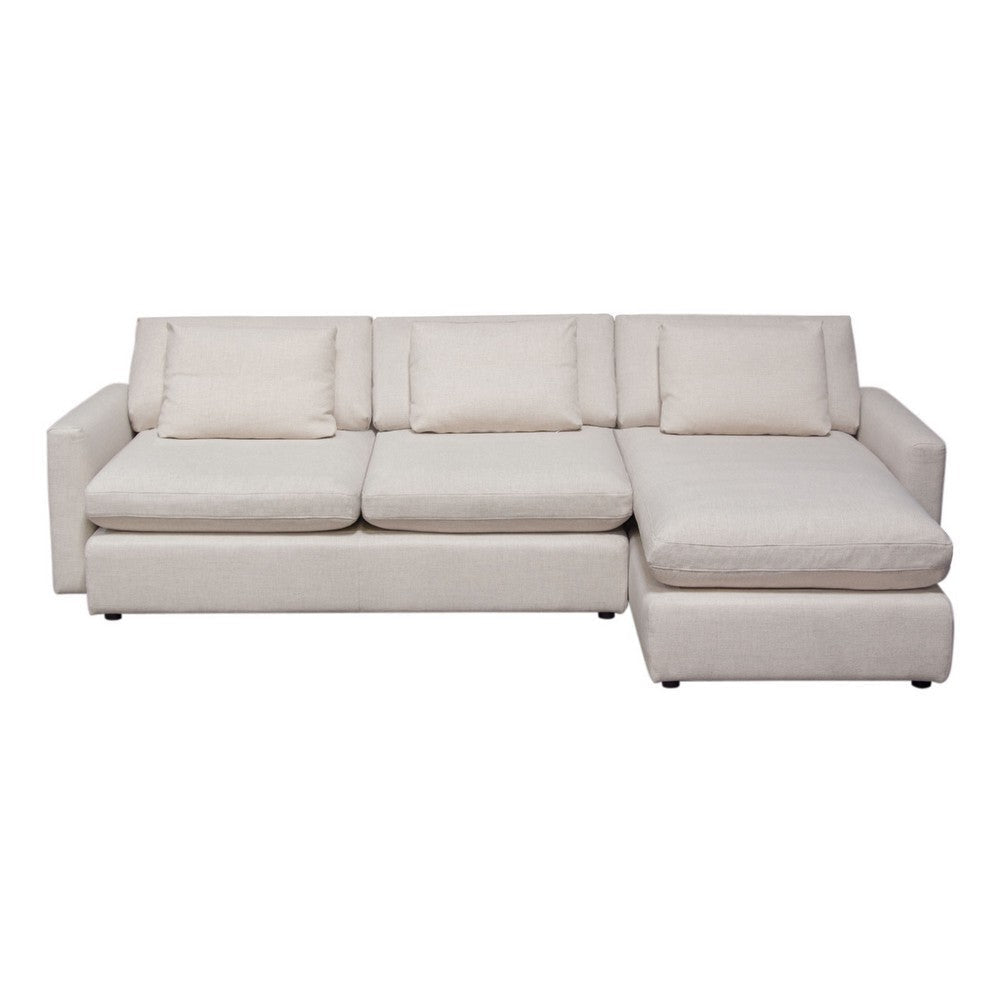 Arcy 2pc Sectional Sofa w Reversible Chaise | 3 Pillows | Cream White BM338771