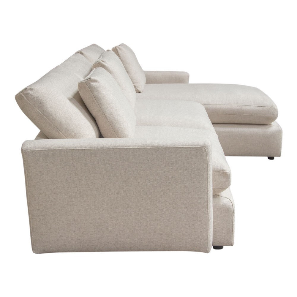 Arcy 2pc Sectional Sofa w Reversible Chaise | 3 Pillows | Cream White BM338771