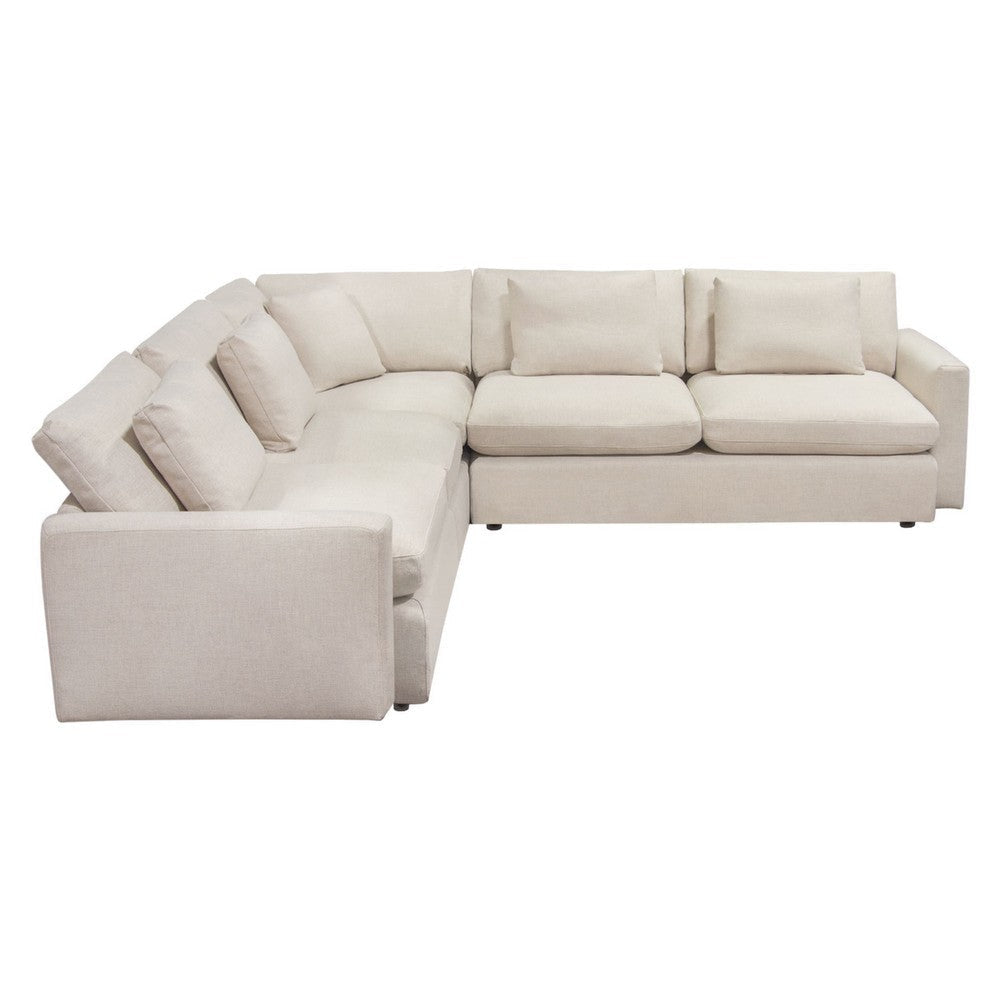 Arcy 3pc Sectional Sofa w Square Corner Chair | 5 Pillows | Cream White BM338772