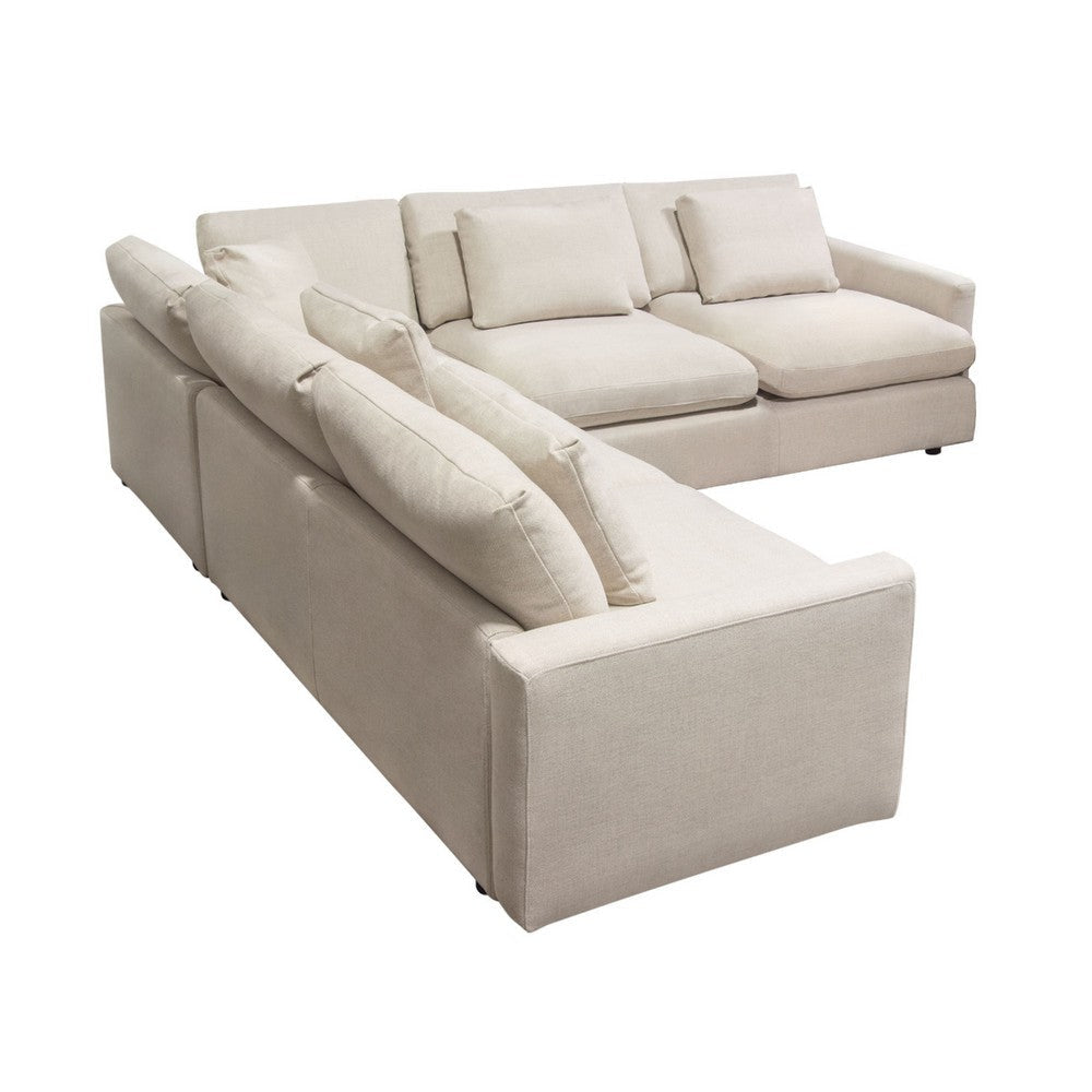 Arcy 3pc Sectional Sofa w Square Corner Chair | 5 Pillows | Cream White BM338772