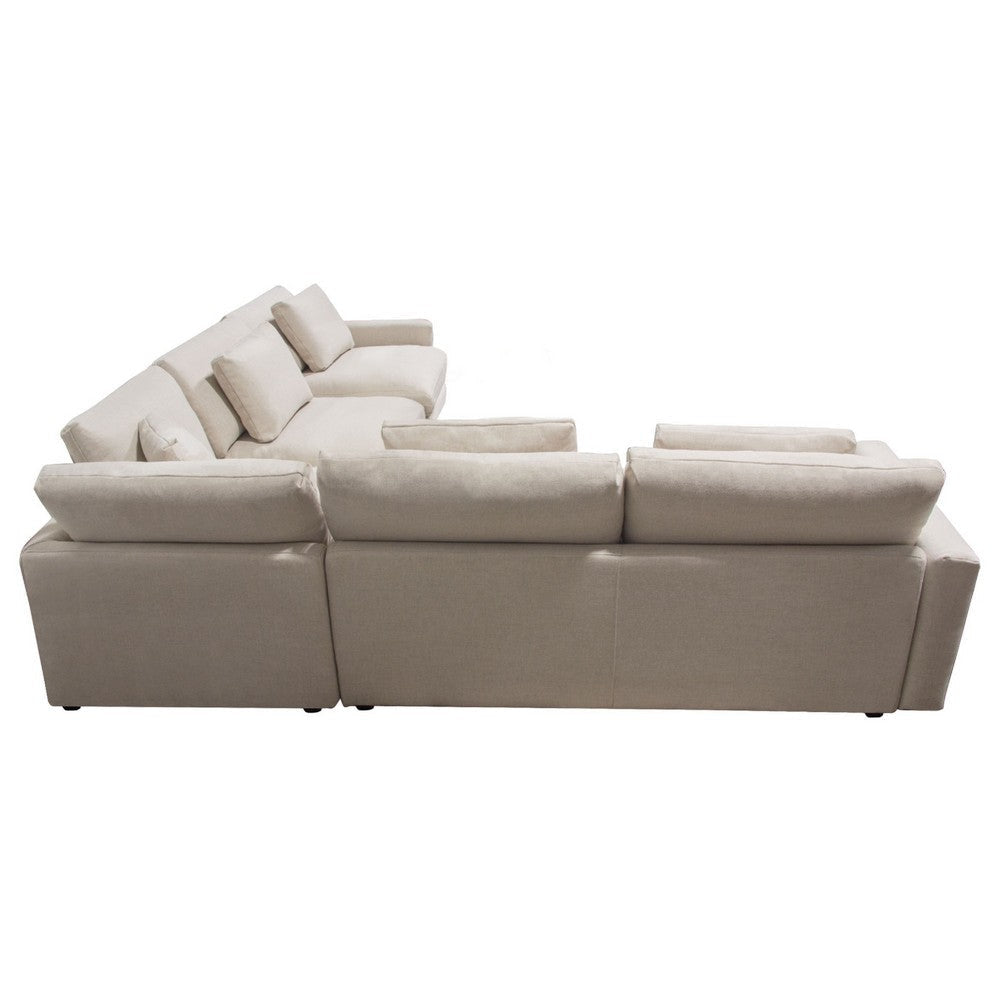 Arcy 3pc Sectional Sofa w Square Corner Chair | 5 Pillows | Cream White BM338772