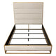 Chek Queen Size Bed w Channel Tufted Upholstery | Sand Brown | Gold Metal BM338773